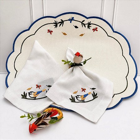Kit mesa posta americano Pássaro Premium (Compre por número lugares)