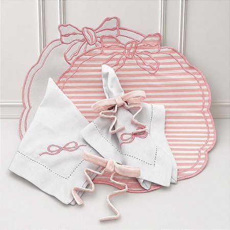 Kit mesa posta Laço Rosa (Compre por número de lugares)