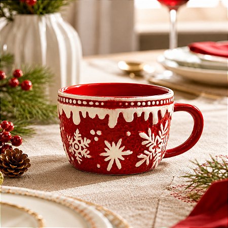 VASO FLOCO DE NEVE VERMELHO