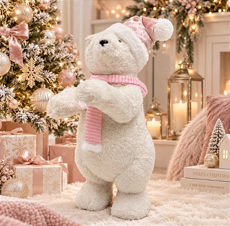 ENFEITE URSO POLAR ROSE