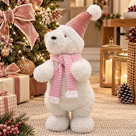 ENFEITE URSO POLAR ROSE