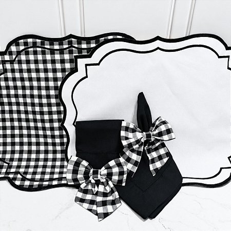 Kit mesa posta Laço xadrez preto