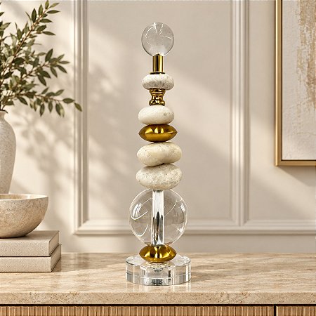 ESCULTURA EM CRISTAL, PEDRA E ACRÍLICO