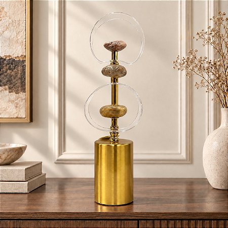 ESCULTURA EM CRISTAL, PEDRA E ACRÍLICO