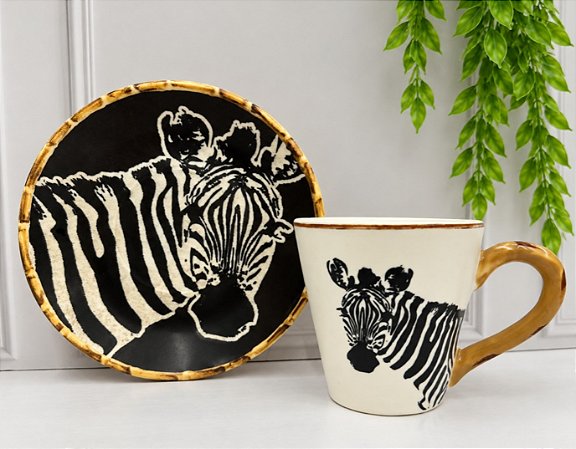 XÍCARA CHÁ ANIMAIS PRETO ZEBRA