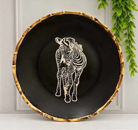 PRATO SOBREMESA ANIMAIS PRETO ZEBRA