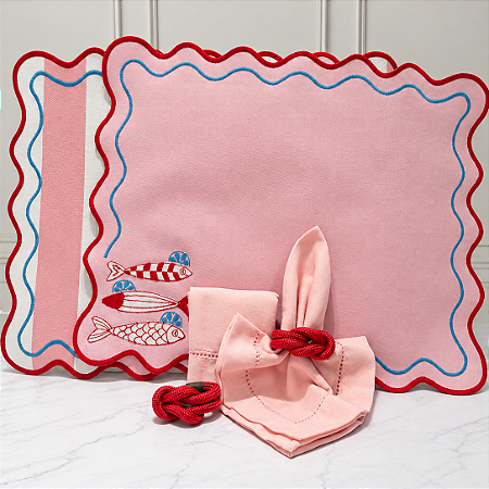 Kit mesa posta peixe rosa