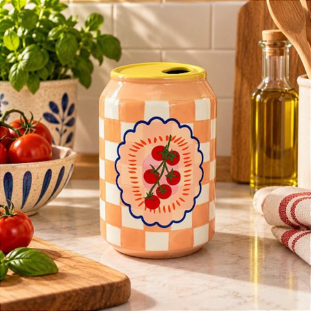 VASO LATA TOMATO CERÂMICA