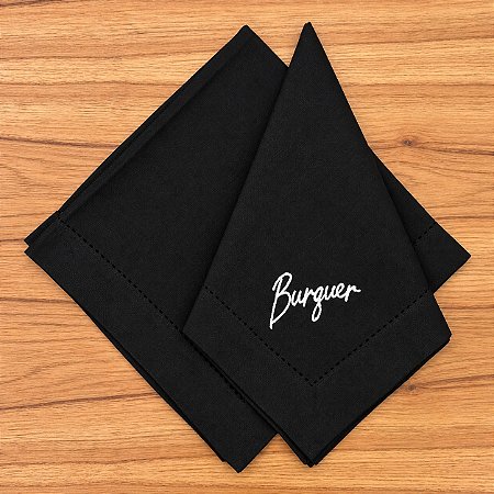 GUARDANAPO PRETO BORDADO HAMBURGUER 1