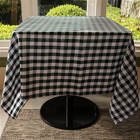 Toalha de Mesa Filomena Xadrez Verde - Poliéster, 145x145cm