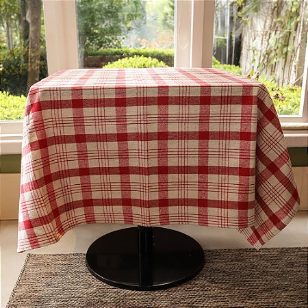 Toalha de Mesa Filomena Piquenique Xadrez Vermelho - Algodão, 145x145cm