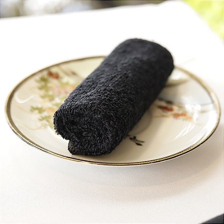 Toalha Oshibori Preto - Algodão, 30x30cm