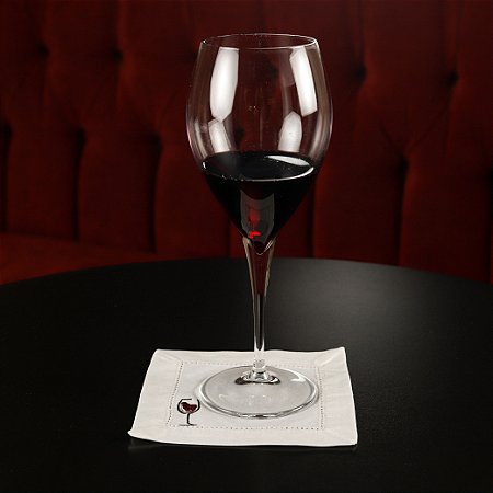 Guardanapo Coquetel Gabriela Bordado Vinho -  Algodão, 15x15cm