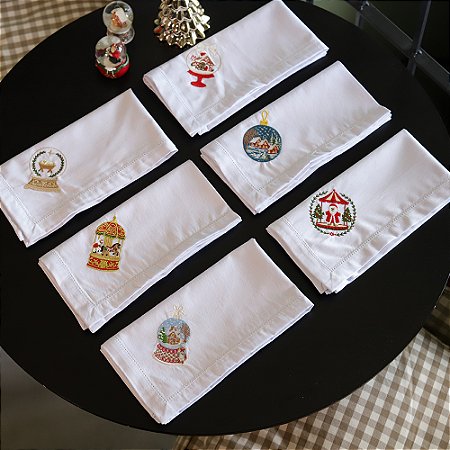 Mesa de Natal Guardanapos Bordados - 6 lugares, Coleção Alsace