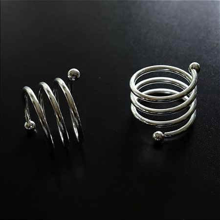 Porta Guardanapo de Tecido em Espiral - Metal Prata, 2 lugares