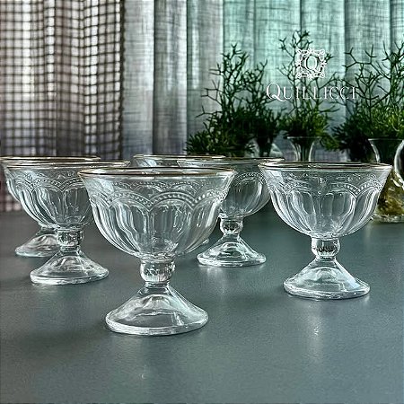 Caixa de Taças para Sobremesa 6 peças Belle Epoque com Fio de Ouro 180ml | Vidro
