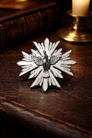 Medalha Espírito Santo Luma com Esplendor e Gancho 9 cm de diâmetro.