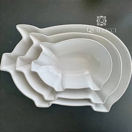 Tigela Grande Pig Branca 48x24x8cm | Cerâmica