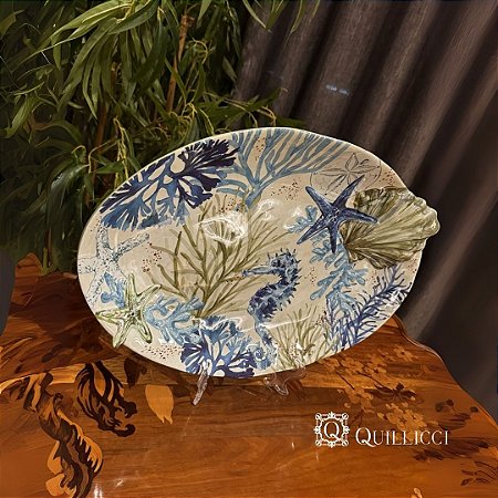 Prato Oval Melamina Detalhe Concha 43x30,5x4cm