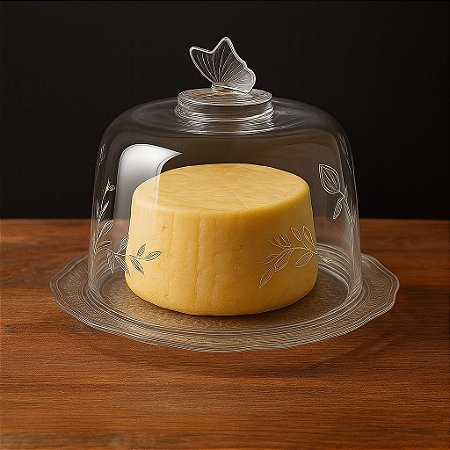 Queijeira com Tampa New Butterfly 19,5x12,5cm Cristal Ecológico
