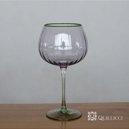 Taça de Vidro Purple com Base Verde 540ml