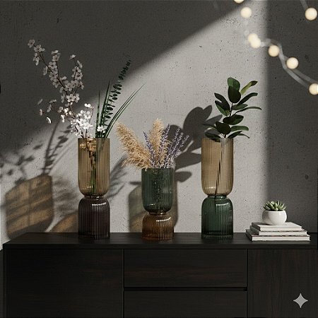 VASO DE VIDRO CANELADO TAM P