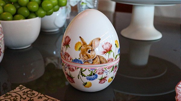 Ovo Decorativo Médio Easter Flowers | Cerâmica 10x14