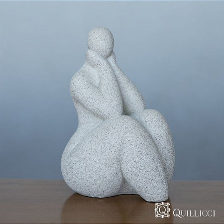 ESCULTURA DE MULHER PENSADORA EM POLIRRESINA