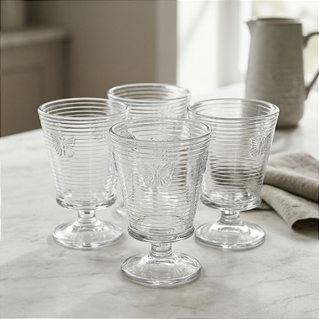 Jogo 4 Taças de Água Lines Butterfly 350ml | Vidro