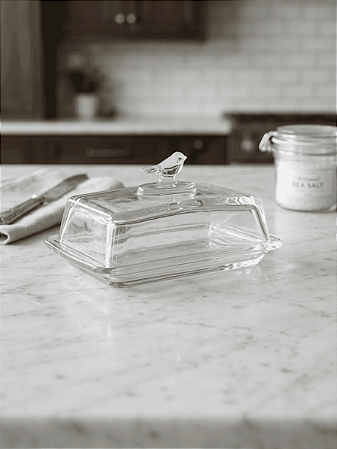 Manteigueira Retangular Bird com Tampa 18x10x9cm | Cristal Ecológico