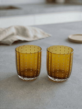 Jogo 2 Copos Orquídea Âmbar 300ml | Vidro