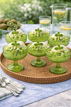 Taça sobremesa pérola 6 un. verde 310 ml | vidro