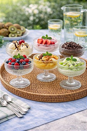 Taça sobremesa pérola 6 un. transparente 310 ml | vidro