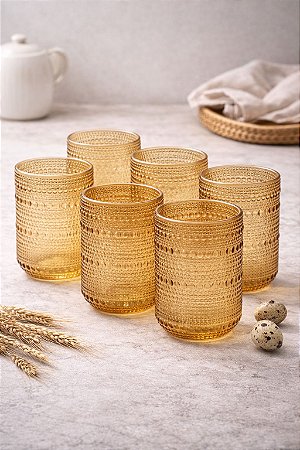 Copo pérola 6 un. âmbar 460 ml | vidro