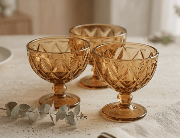 Taça diamante 6 un. âmbar 310 ml | vidro