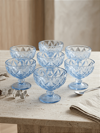 Taça de coquetel 6 un. azul 310 ml | vidro