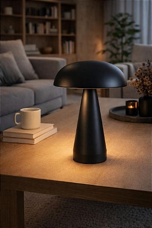 Luminária de mesa 1 un. modelo Mushroom preta | metal 16x21