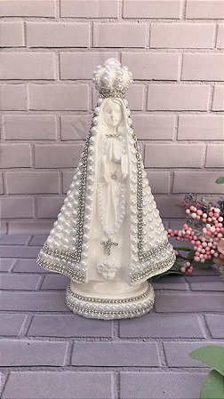 Nossa Senhora Aparecida com Pérolas Brancas 24cm