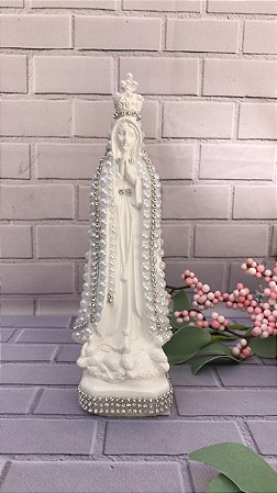Nossa Senhora de Fátima com Pérolas Brancas 20cm