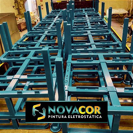 Pintura eletrostática em Rack Industrial de aço carbono Azul alto brilho