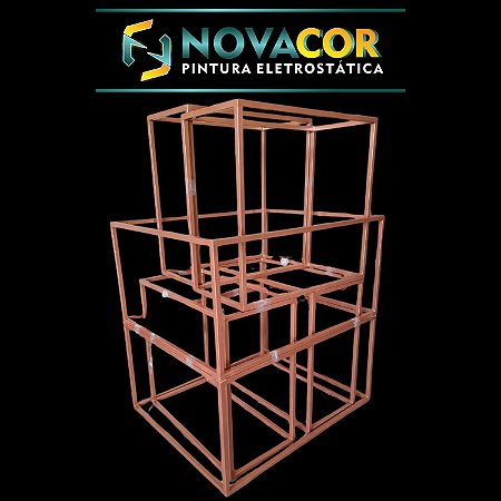 Pintura eletrostática em estrutura de Aço carbono na cor Rose Gold