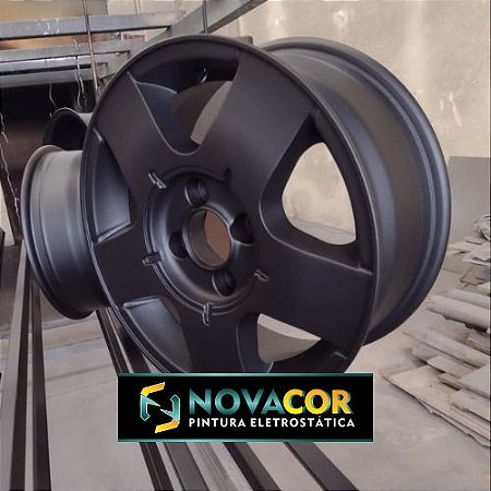 Pintura eletrostática em Roda na cor Preto fosco