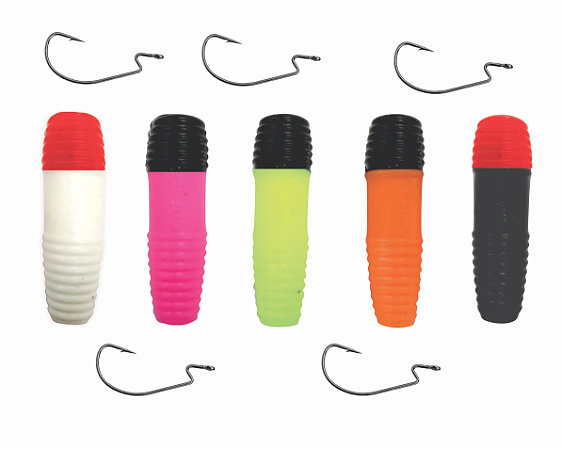 CHARUTINHO ALLIGATOR KIT 10 PÇ 5 charutinho e 5 anzois 5/0