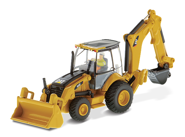 Miniatura Retroescavadeira Caterpillar 450E 1/87 Detalhada