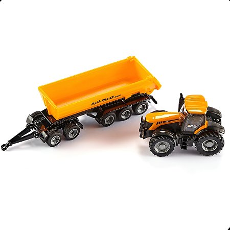 Miniatura Trator JCB Com Reboque Basculante Siku 1/87