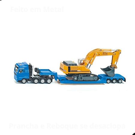 Miniatura Caminhão Prancha MAN e Escavadeira Liebherr 1/87
