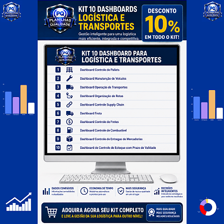 Kit 10 Dashboard para Logística e Transportes