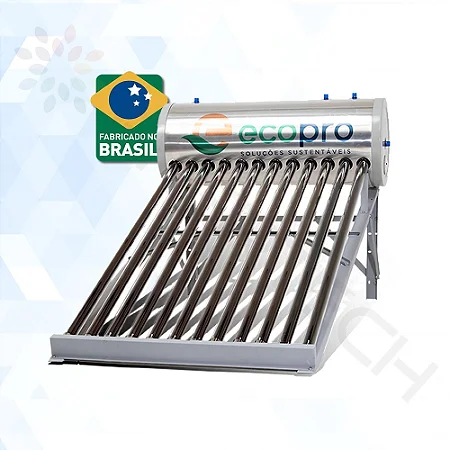 Aquecedor Solar Acoplado -  PLATINUM 12 TUBOS 180 litros INOX 316 ECOPRO