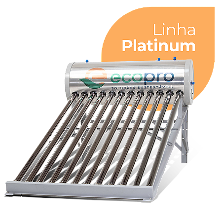Aquecedor Solar Acoplado -  PLATINUM 24 TUBOS 350 litros INOX 304 ECOPRO