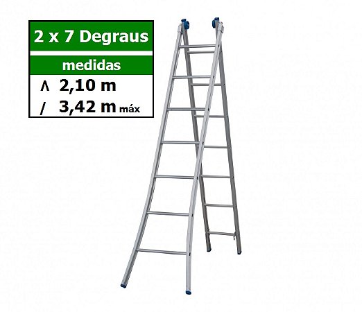 Escada Abrir e Estender 7 Degraus 2,10 X 3,42 m Alumínio Alumasa